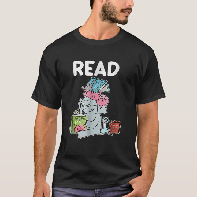 Teacher Library Read Book Club Piggie Elephant Pig T-Shirt (Front)