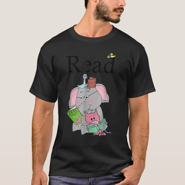 Teacher Library Read Book Club Piggie Elephant Pig T-Shirt (Front)