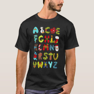 Teacher Life Alphabet Santa Hat Abc Letters Christ T-Shirt