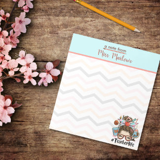 Teacher Life Chevron Appreciation Gift Personal  Notepad