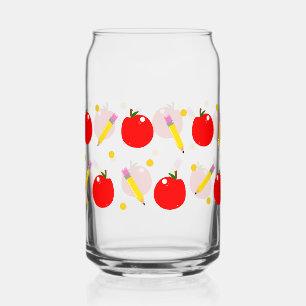 Teacher Life Cute School Can Glass