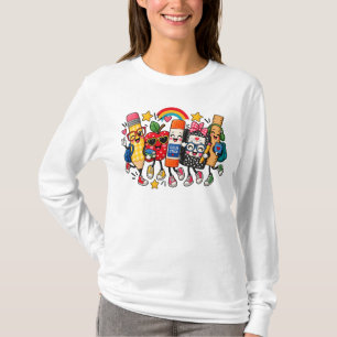 Teacher Life Faux Patchwork, School Supplies T-Shirt