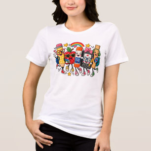Teacher Life Faux Patchwork, School Supplies Tri-Blend Shirt