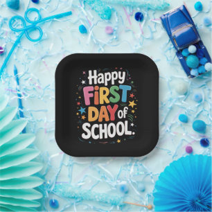 Teacher Life Gift Happy First Day Of School Paper Plate