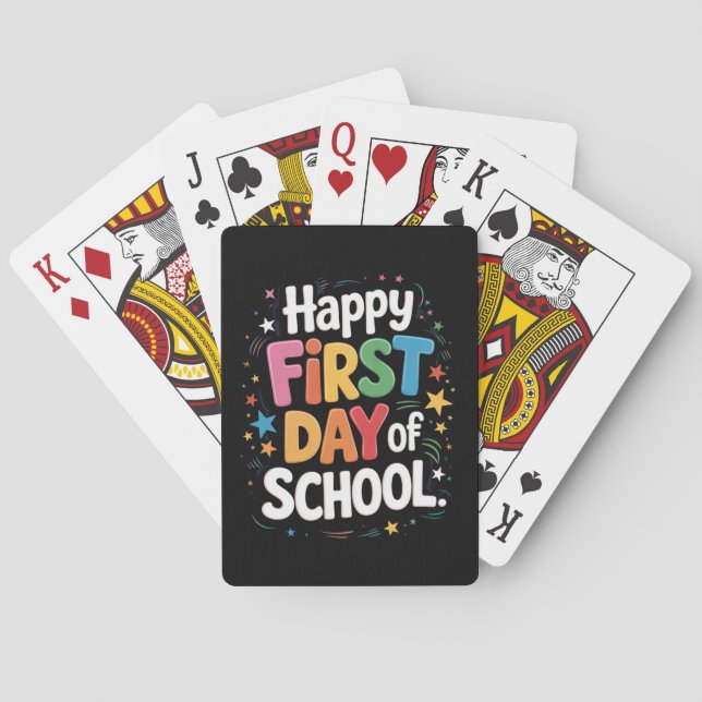 Teacher Life Gift Happy First Day Of School  Playing Cards (Back)