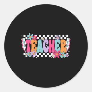 Teacher Life Happy First Day Of School Funny Back Classic Round Sticker