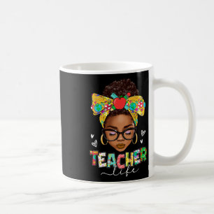 Teacher Life Messy Bun Afro African American Byck Coffee Mug