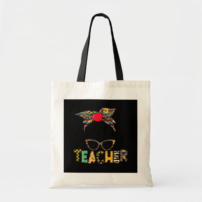 Teacher Life Messy Bun Hair Women Teacher's Day  Tote Bag (Front)