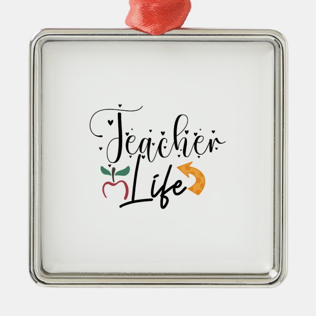 Teacher Life Metal Tree Decoration (Front)