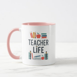 Teacher Life Modern Typography Design Mug