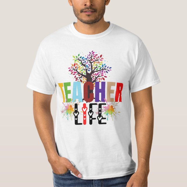 Teacher life rainbow apple tree T-Shirt (Front)