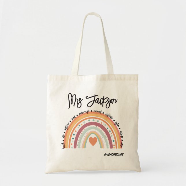 Teacher life Rainbow Stuff Personalised  Tote Bag (Front)