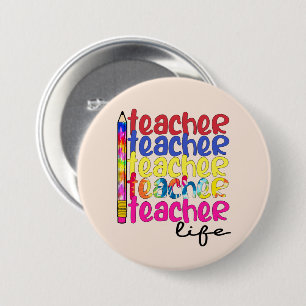 Teacher Life Repeated Pattern - Stylish Educator 7.5 Cm Round Badge