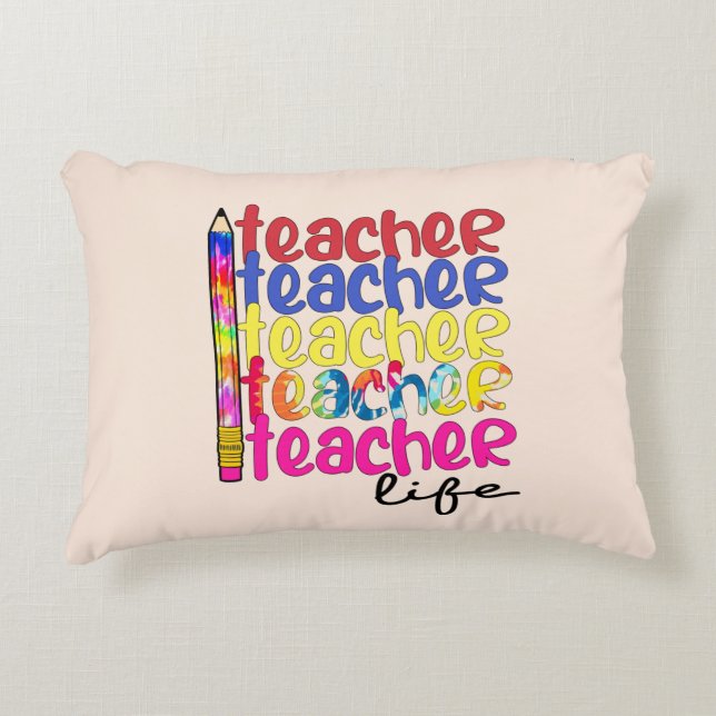 Teacher Life Repeated Pattern - Stylish Educator Decorative Cushion (Front)