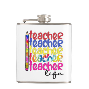 Teacher Life Repeated Pattern - Stylish Educator Hip Flask