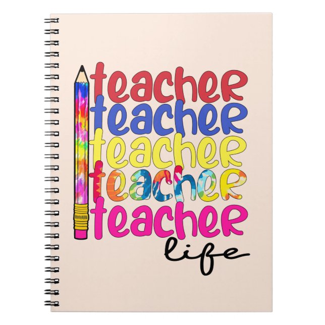 Teacher Life Repeated Pattern - Stylish Educator Notebook (Front)