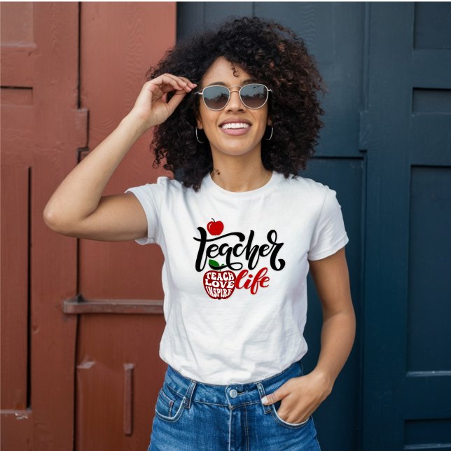 Teacher Life, Teach, Love, Inspired, Apple T-Shirt (Creator Uploaded)