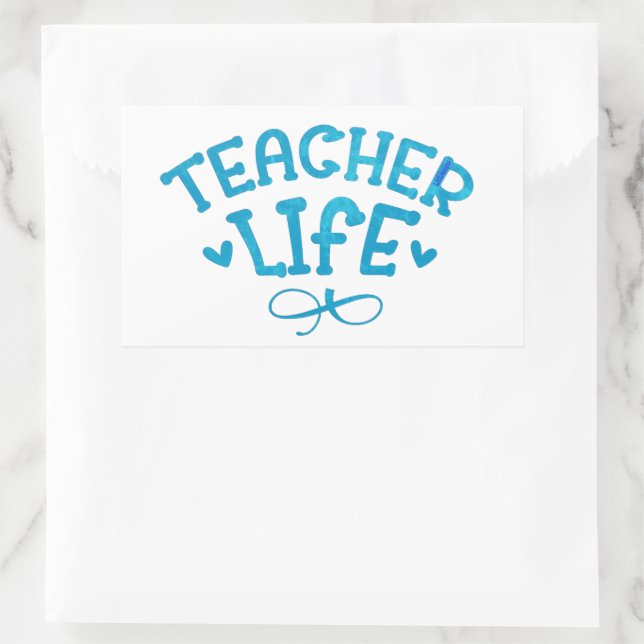 TEACHER LIFE typographic                           Rectangular Sticker (Bag)