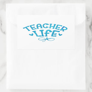TEACHER LIFE typographic Rectangular Sticker