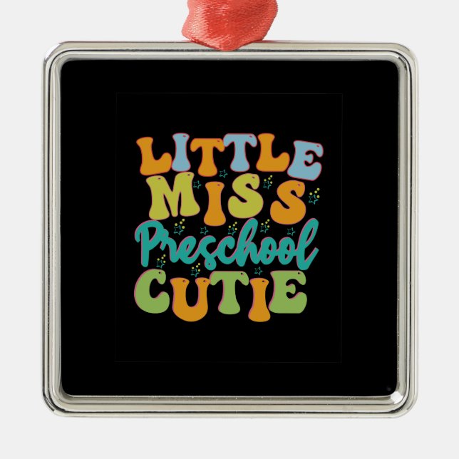 Teacher Little Miss Preschool Cutie Metal Tree Decoration (Front)
