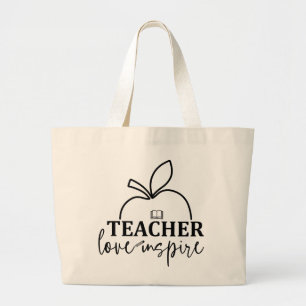 Teacher Love Inspire-Funny Large Tote Bag