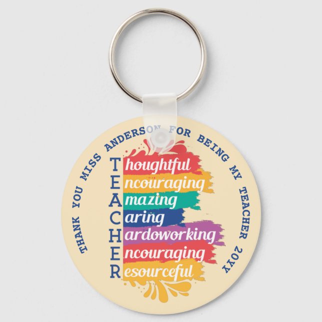 TEACHER LOVE INSPIRE Personalised Gift Under $4 Key Ring (Front)