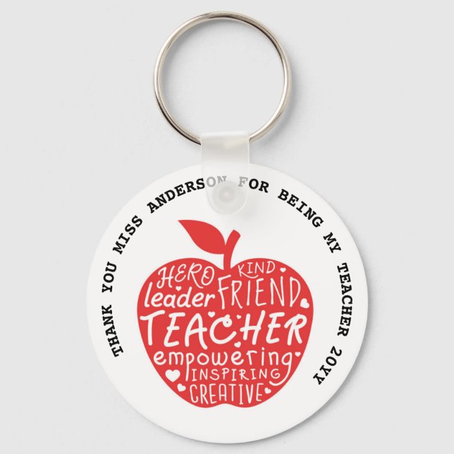 TEACHER LOVE INSPIRE Personalized Gift Under $4 Key Ring (Front)