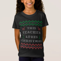 Teacher Loves Christmas Tree, Reindeer And Snowfla