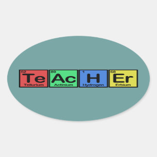 Teacher made of Elements colours Oval Sticker