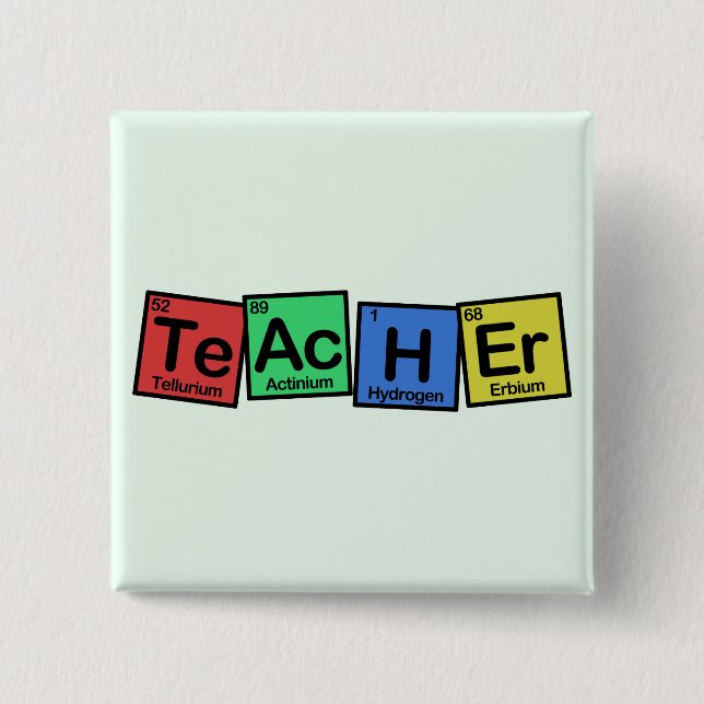 Teacher made of Elements whimsical 15 Cm Square Badge (Front)