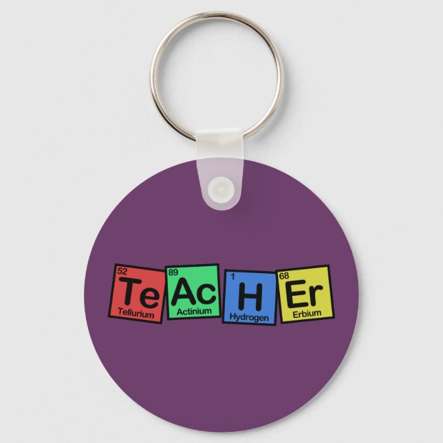 Teacher made of Elements whimsical Key Ring (Front)
