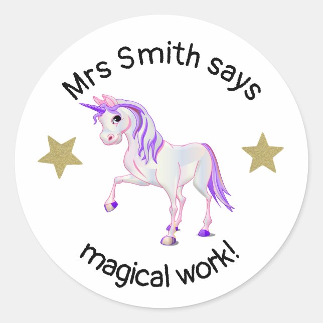Teacher magical work! classic round sticker (Front)