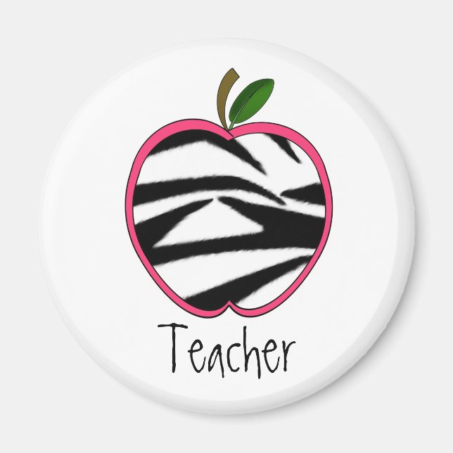 Teacher Magnet - Zebra Print Apple (Front)