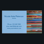 teacher magnetic business card<br><div class="desc">Colourful children books.  Customise with your personal information and colours.  For custom requests please use the store contact link.</div>