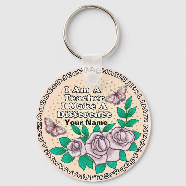 Teacher Makes Difference  keychain (Front)