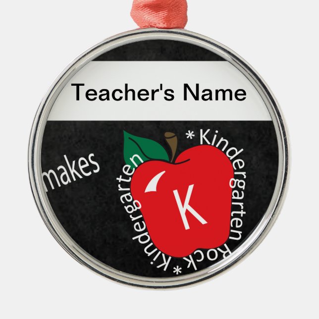 Teacher Makes Kindergarten Rocks Ornament (Front)