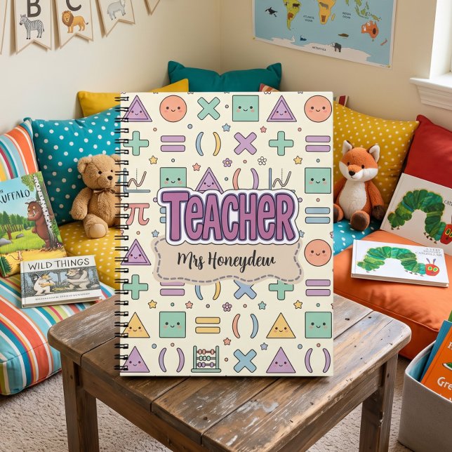 Teacher Math Shapes School Pattern  Notebook (Creator Uploaded)