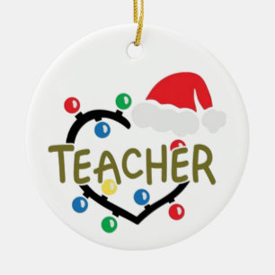 TEACHER/MERRY CHRISTMAS ON OTHER SIDE  CERAMIC TREE DECORATION
