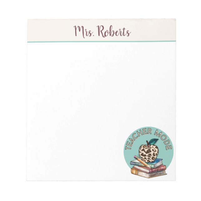 Teacher Mode Apple Stacked Books Gift Personal Notepad (Front)