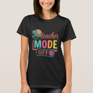 Teacher Mode Off Retro Tropical Palm Trees Summer T-Shirt