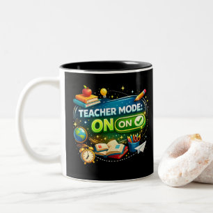 Teacher Mode: ON – Cute Back to School Design Two-Tone Coffee Mug