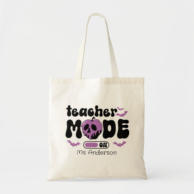 Teacher Mode On Halloween Custom Tote Bag (Front)