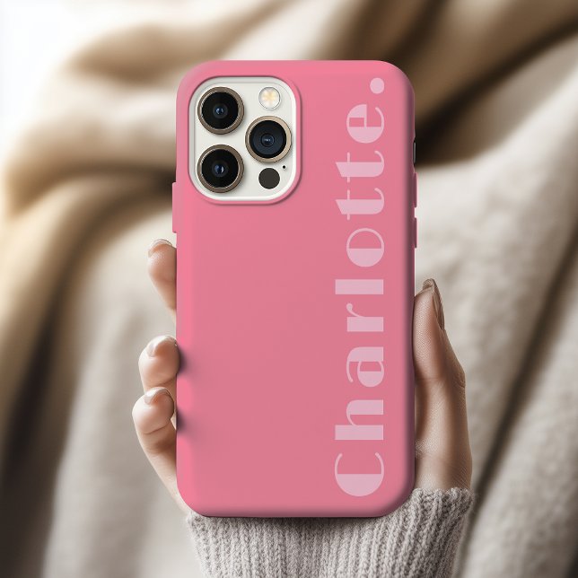 Teacher | Modern Baby Pink Graduation Custom Name iPhone Case (Flamingo Pink Custom Name Cover for Entrepreneur | Coworkers | Wedding | Bridesmaid | Mother's Day)