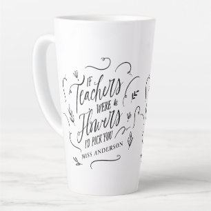 Teacher modern elegant script black white keychain latte mug