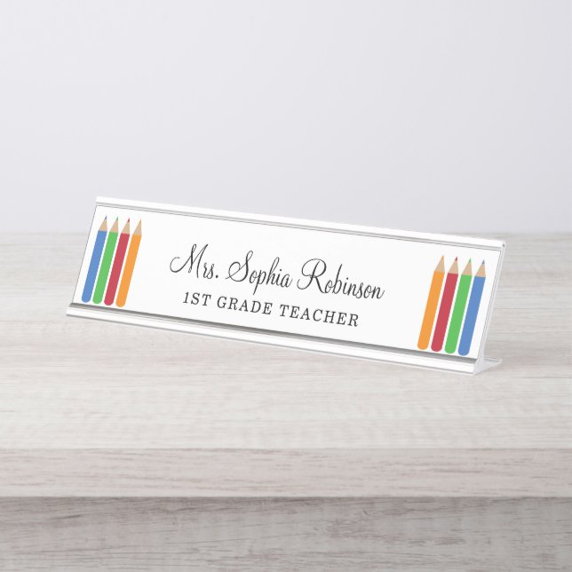  Teacher Modern Personalised Desk Name Plate (Front)