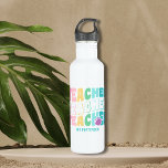 Teacher Modern Rainbow Colors Personalized Name 710 Ml Water Bottle<br><div class="desc">Teacher Modern Rainbow Colors Personalized Name Water Bottles features the text "Teacher" in modern rainbow color repeat script typography with your custom personalized name below. Perfect for your favorite teacher for teacher appreciation,  birthday,  Christmas,  holidays and more. Designed by Evco Studio www.zazzle.com/store/evcostudio</div>
