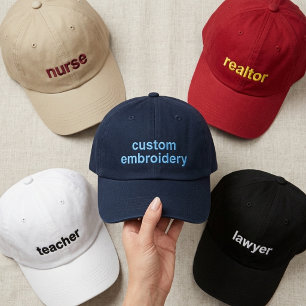 Teacher Modern Script Nurse Lawyer Graduation Embroidered Hat