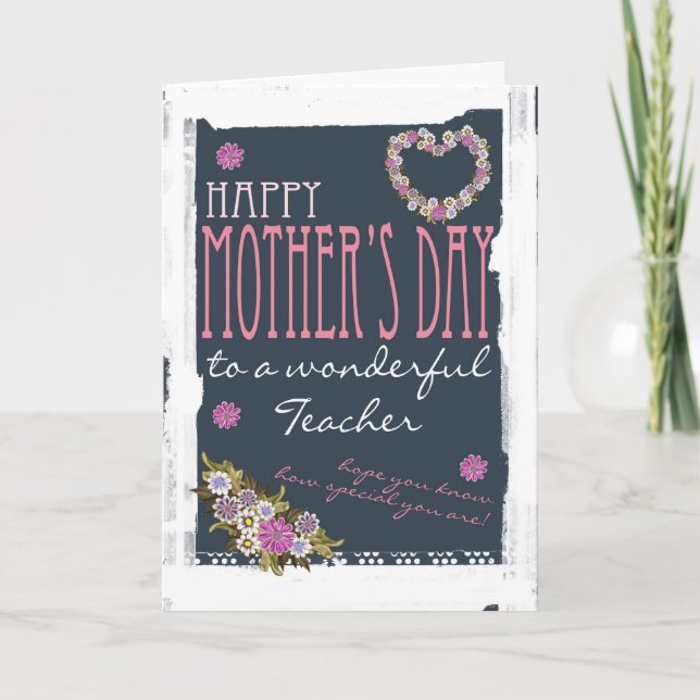 Teacher Mother's day card trendy and modern (Front)