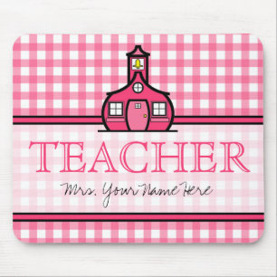 Teacher Mousepad - Pink Gingham