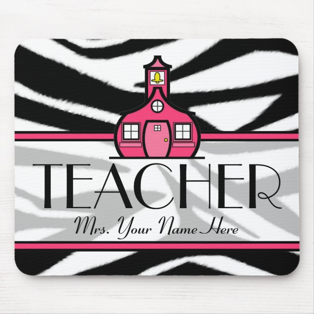 Teacher Mousepad - Zebra Print (Front)